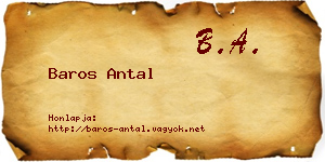 Baros Antal névjegykártya